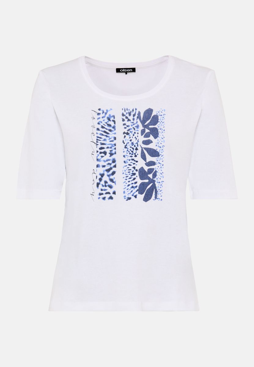 Klassisches Baumwoll-T-Shirt mit Blumendruck