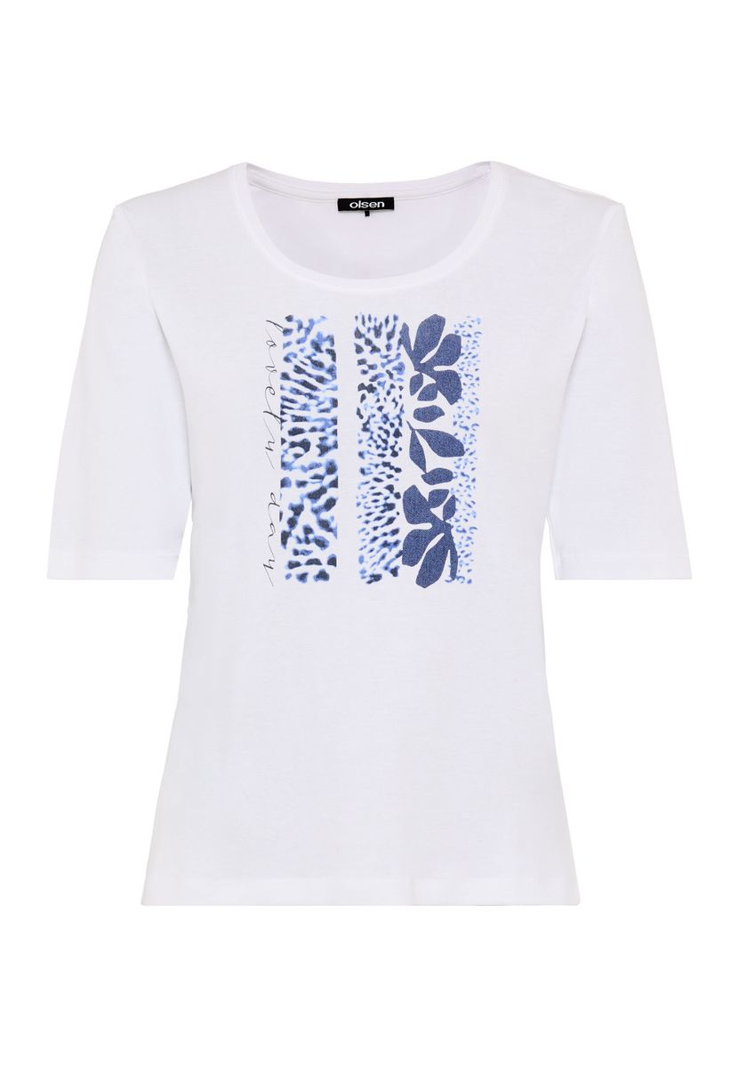 Klassisches Baumwoll-T-Shirt mit Blumendruck