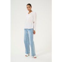 Viskose-Bluse mit V-Ausschnitt und Spitze