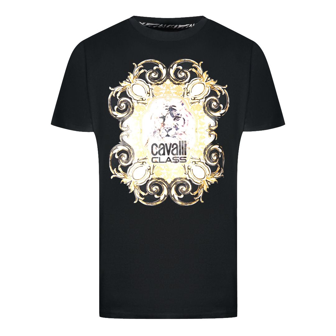Grafik-T-Shirt mit ornamentalem Tiger-Emblem