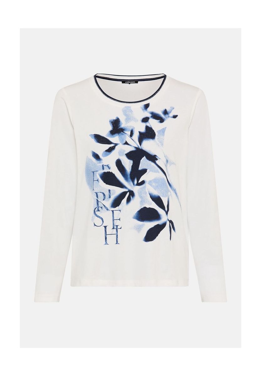 Frisches Baumwollmischung-Top mit Blumendruck