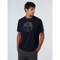 Rundhals-T-Shirt mit rundem Logo