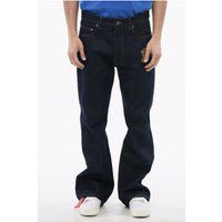 Jeans mit ausgestelltem Bein und Stickerei