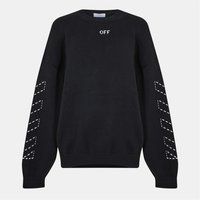Bestickter Rundhals-Strickpullover