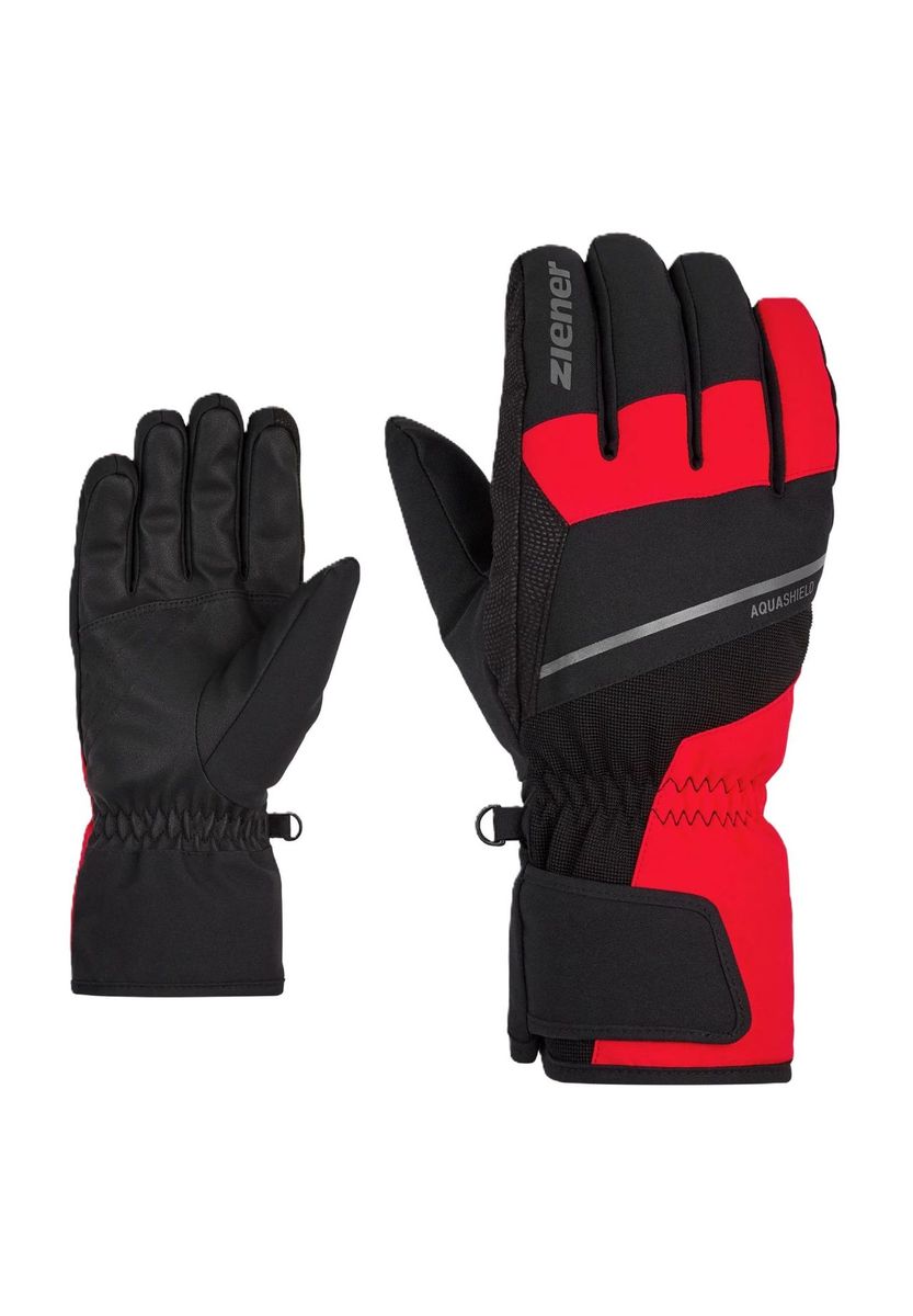 ziener Fingerhandschuhe "Gezim AS", Aquashield®, wasserdicht, für Herren, schwarz|rot, 11 1/2