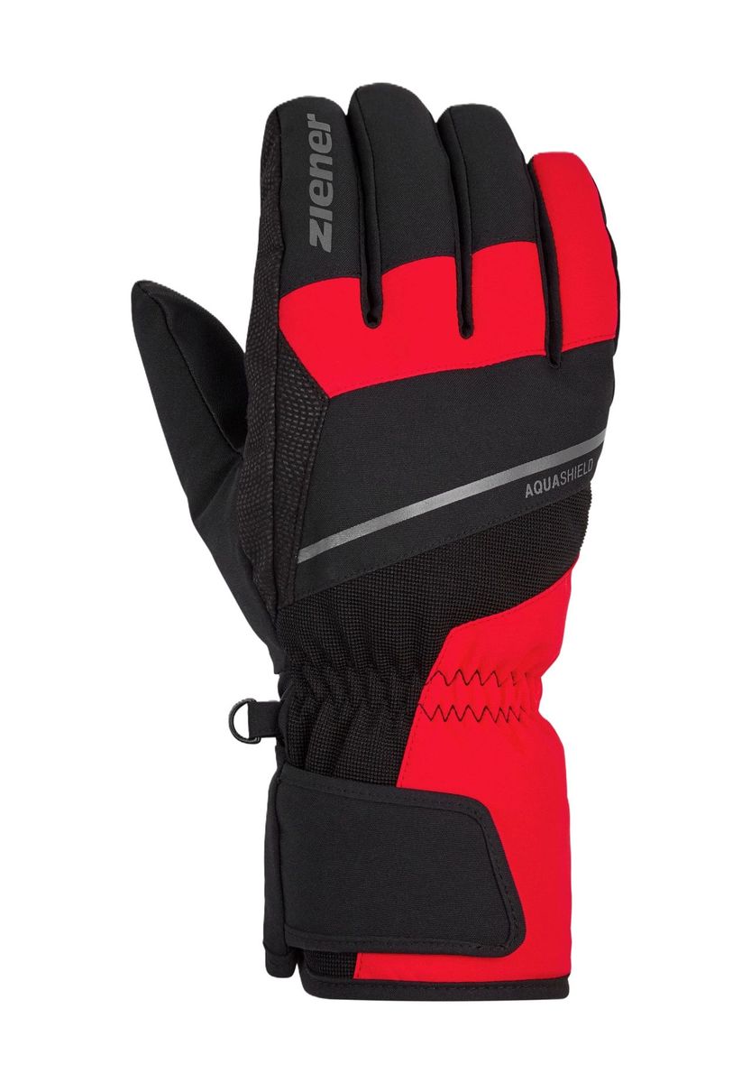 ziener Fingerhandschuhe "Gezim AS", Aquashield®, wasserdicht, für Herren, schwarz|rot, 11 1/2