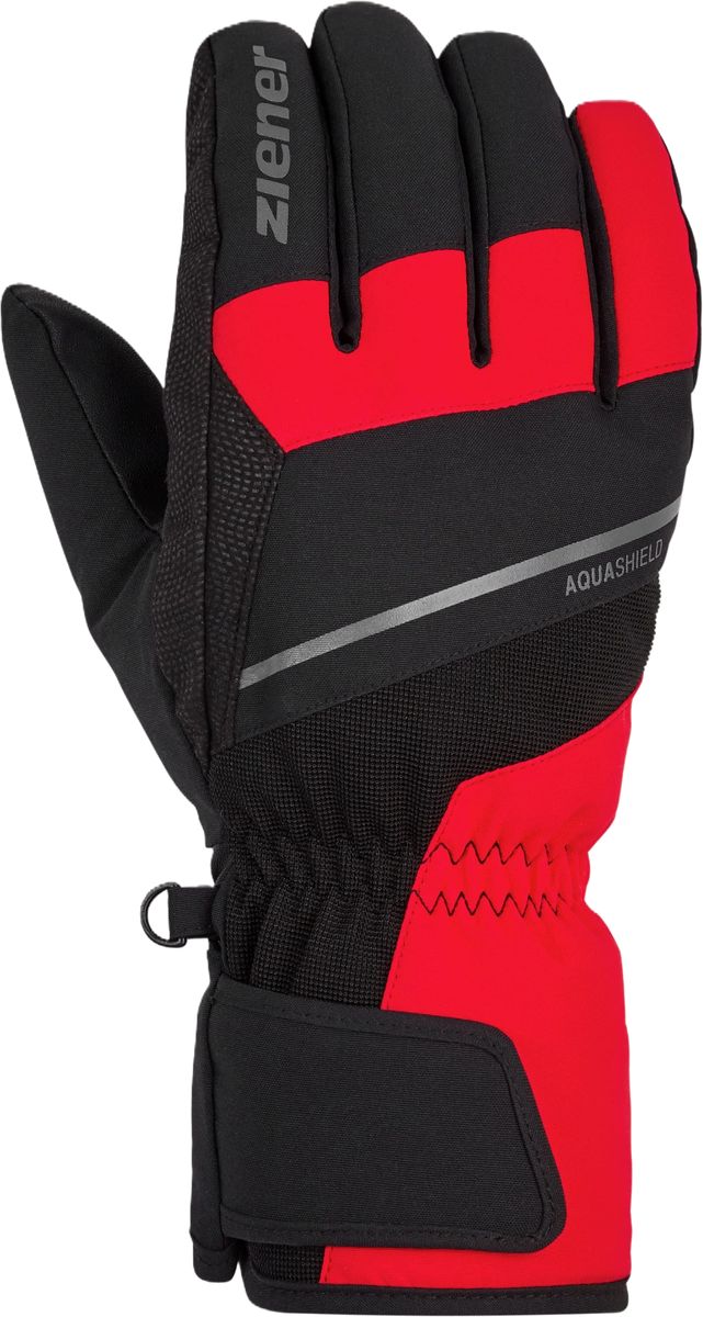ziener Fingerhandschuhe "Gezim AS", Aquashield®, wasserdicht, für Herren, schwarz|rot, 11 1/2