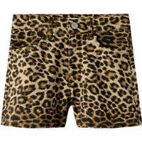 Denim-Shorts mit Leopardenmuster