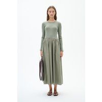 Langarm-Midikleid mit Rippstrick