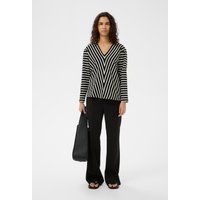 Gestreiftes Chevron-Top mit V-Ausschnitt