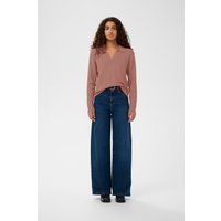 Rippstrick-Pullover mit Polokragen