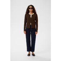 Rippstrick-Cardigan mit Rundhals