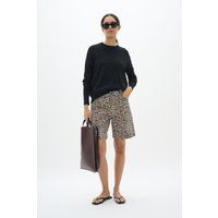 Leopardenmuster Bermuda-Shorts mit geradem Bein