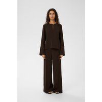 Bluse mit Schlüsselloch-Ausschnitt und Schlitz