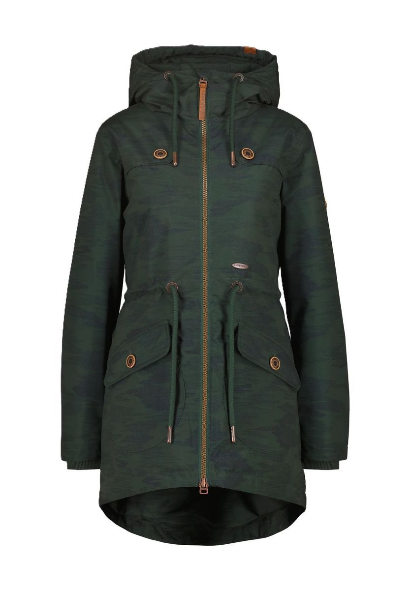 Winterparka mit Camouflage-Print und Kapuze