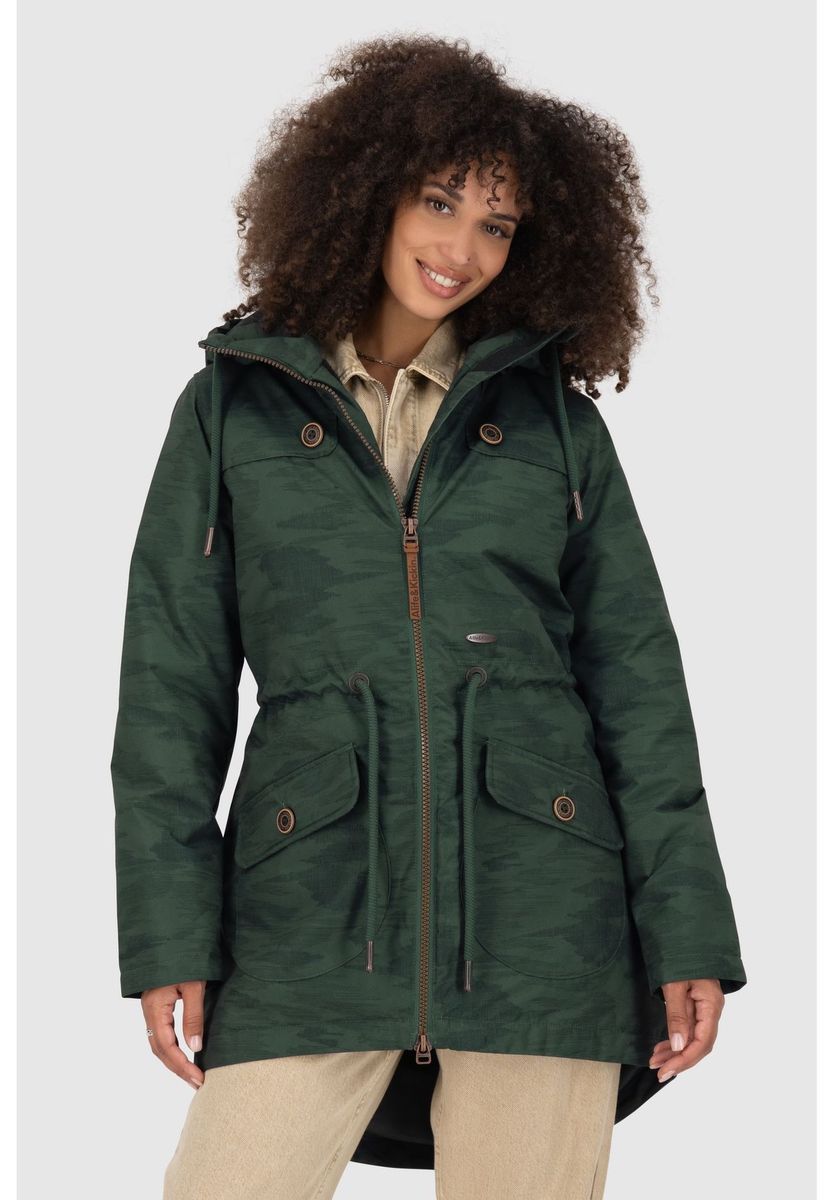 Winterparka mit Camouflage-Print und Kapuze