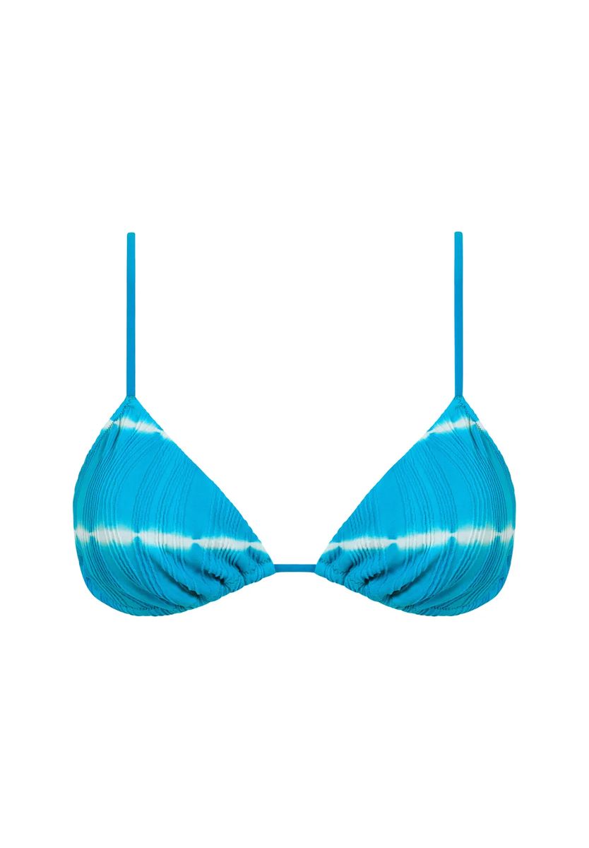 Plissiertes Triangel-Bikini-Oberteil mit Batikmuster