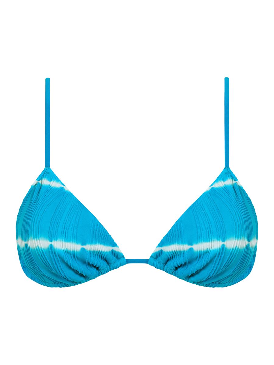 Plissiertes Triangel-Bikini-Oberteil mit Batikmuster