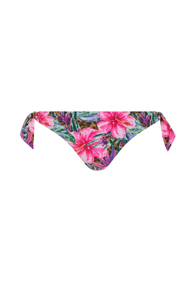 Bikinislip mit tropischem Hibiskus-Muster zum Binden