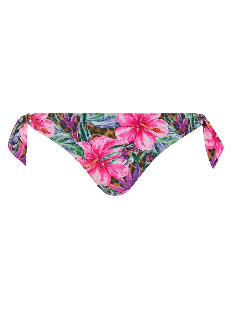 Bikinislip mit tropischem Hibiskus-Muster zum Binden