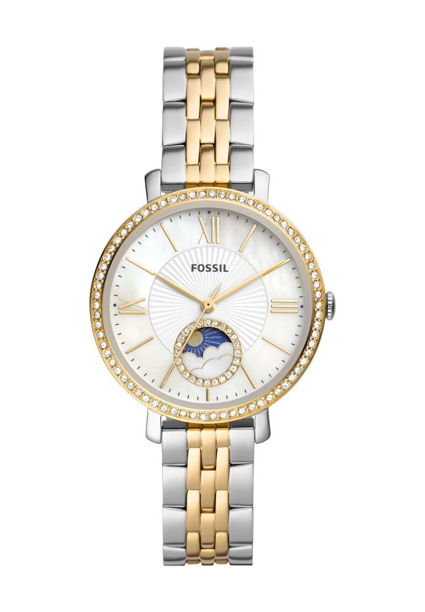 Elegante Bicolor Damenuhr mit Mondphase