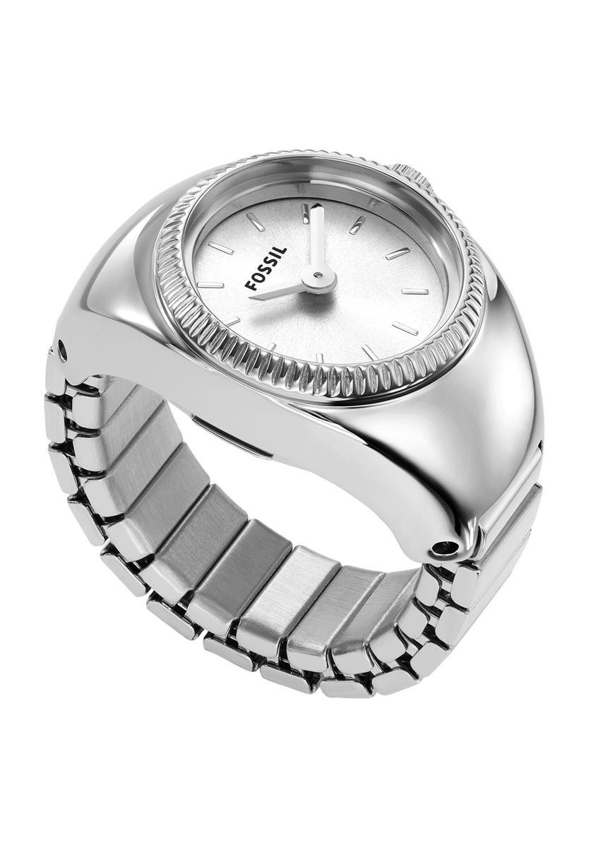 Silberfarbene Fingerring-Uhr