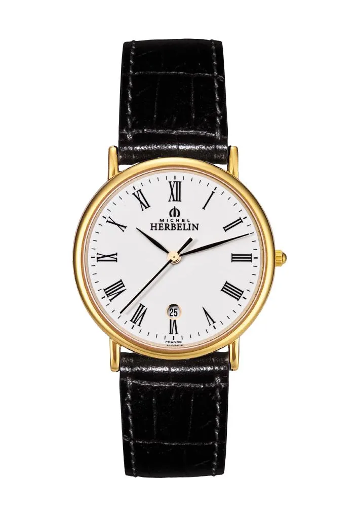 Klassische Dresswatch mit Lederarmband