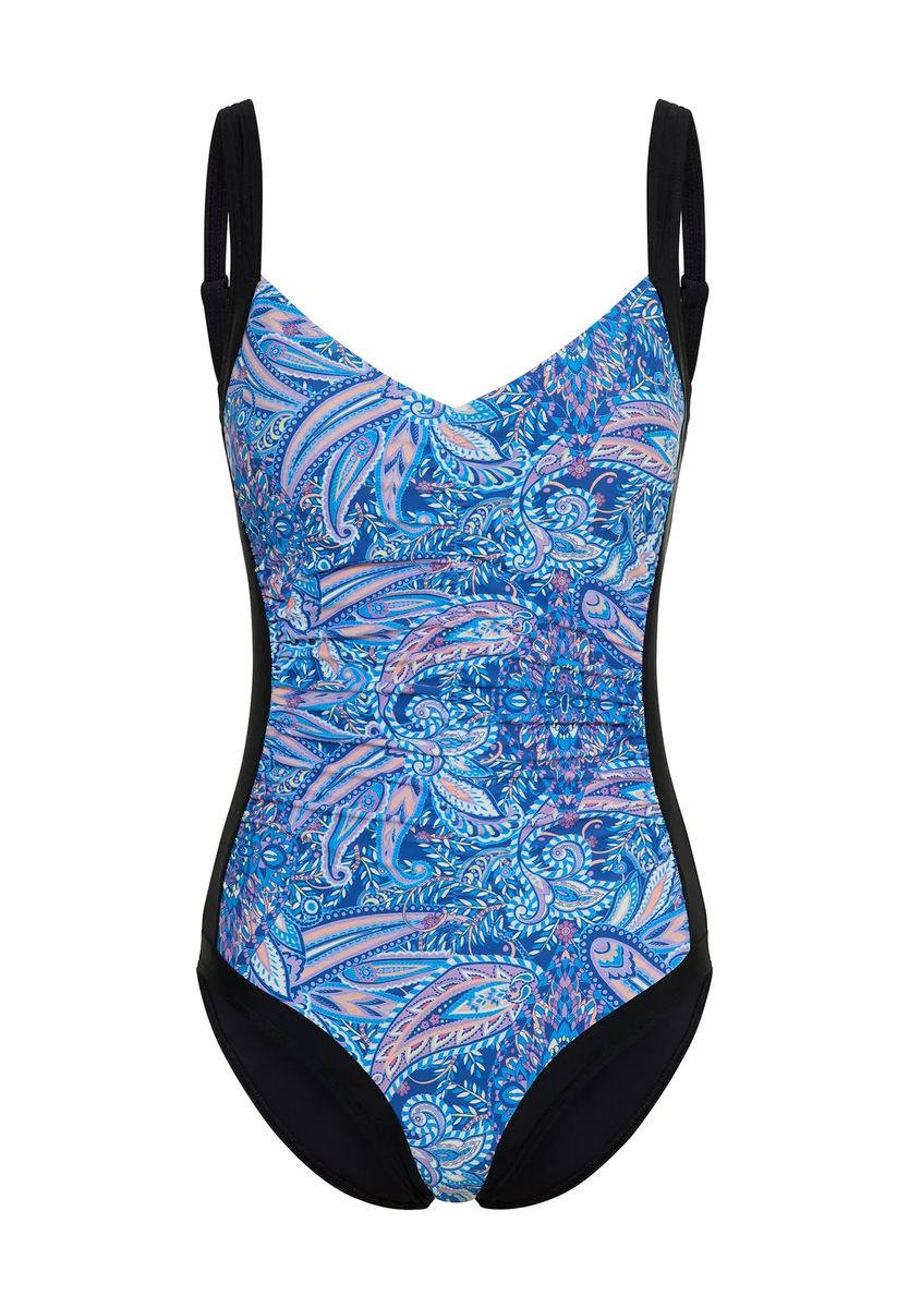 Badeanzug mit Paisley-Muster und Raffung