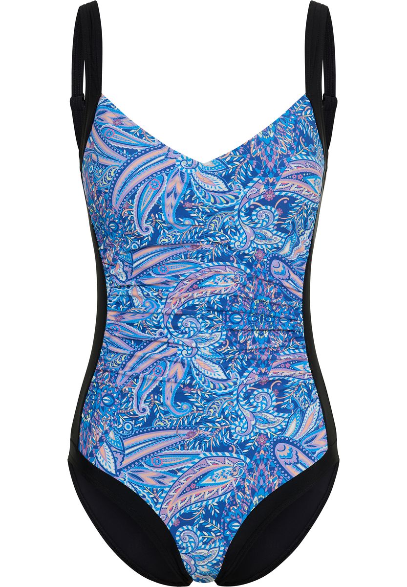 Badeanzug mit Paisley-Muster und Raffung