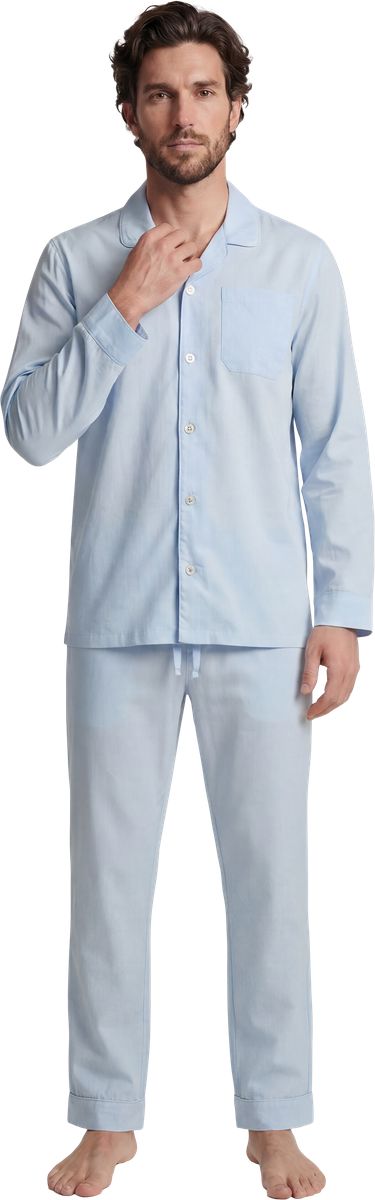 Klassisches Baumwoll-Pyjama-Set mit Paspelierung