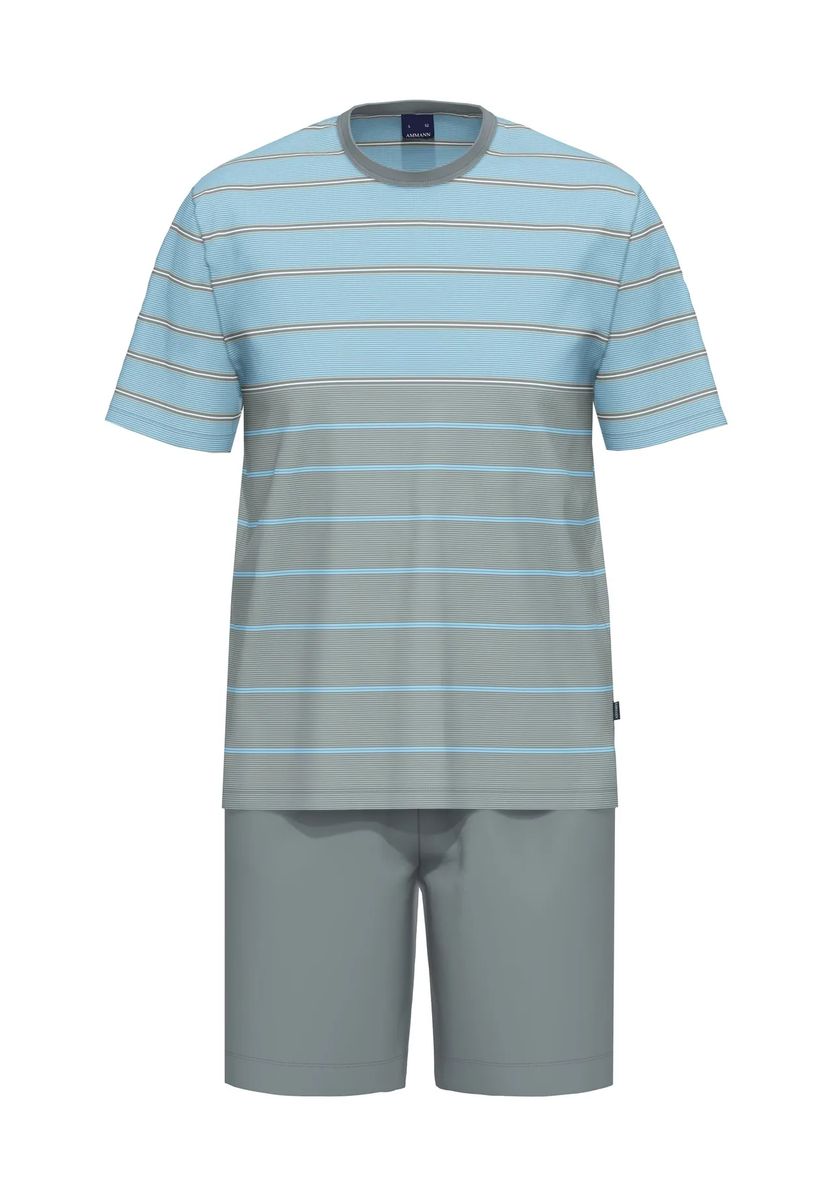 Gestreiftes Baumwoll-Shorty-Schlafanzugset