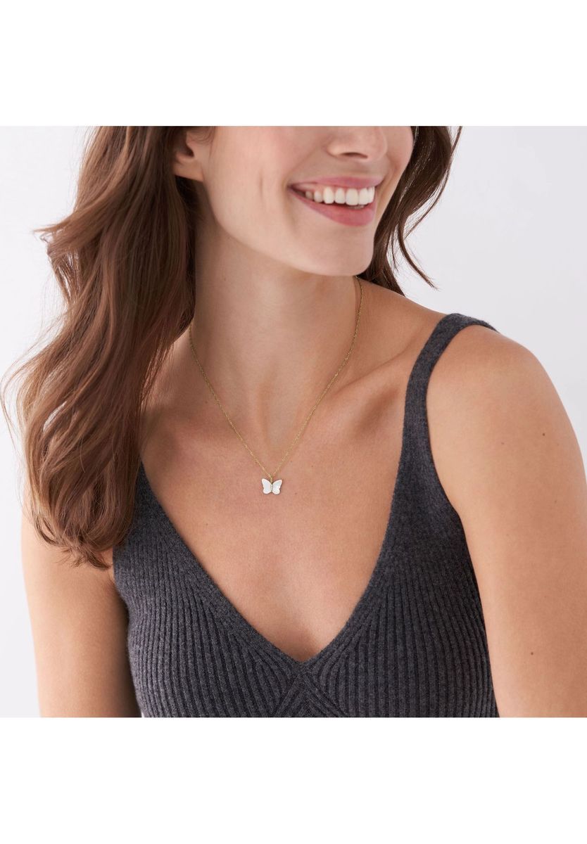Goldene Halskette mit Schmetterlingsanhänger aus Edelstahl