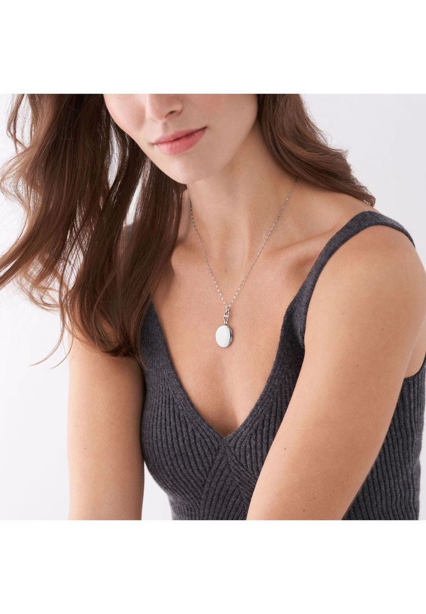 Silberne Edelstahl Medaillon Anhänger Halskette