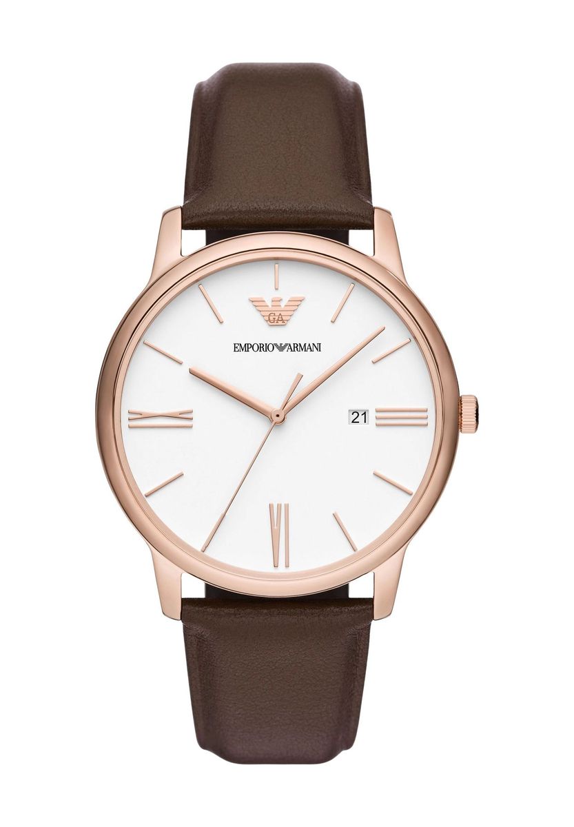 Elegante Roségold Lederuhr