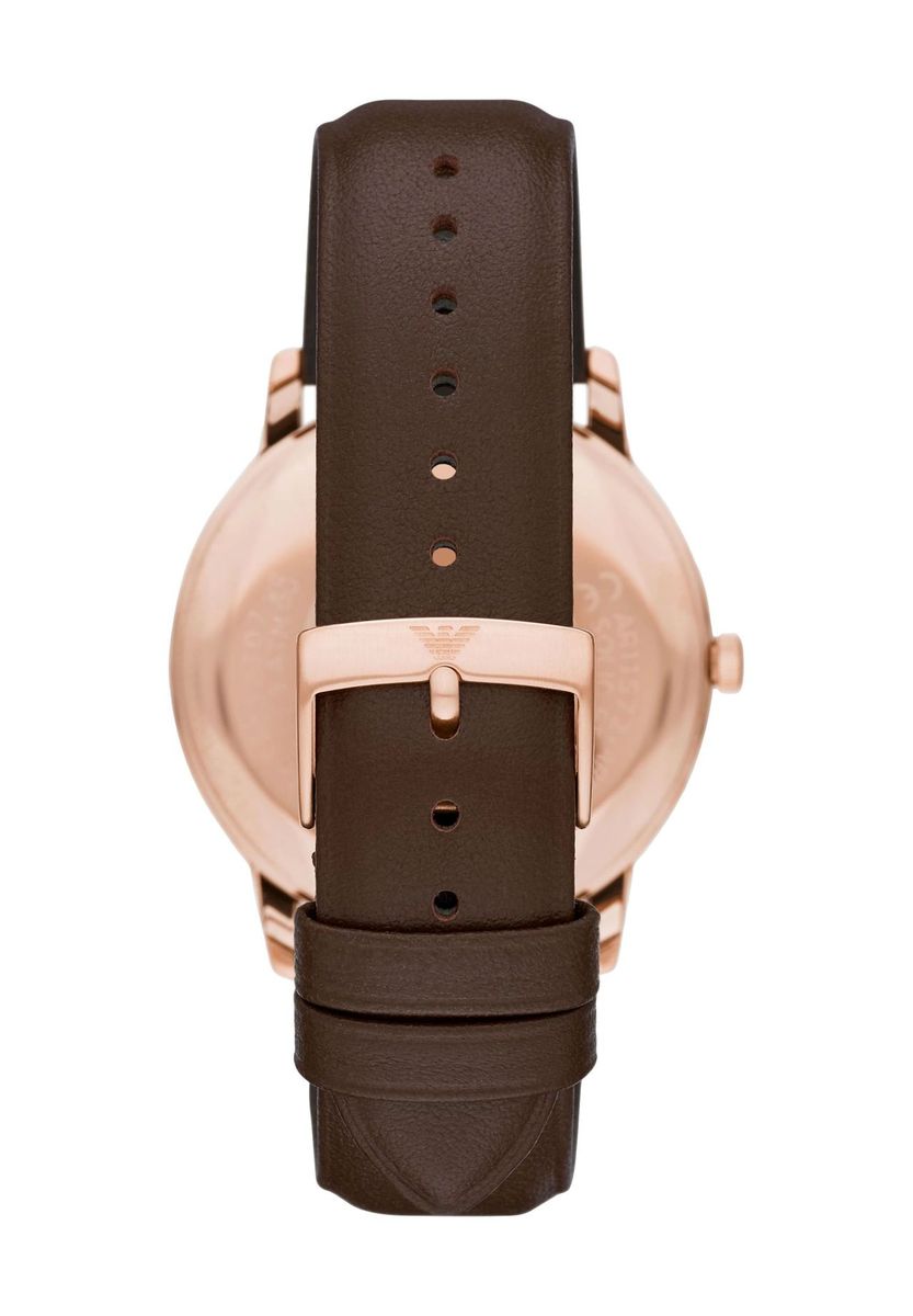 Elegante Roségold Lederuhr