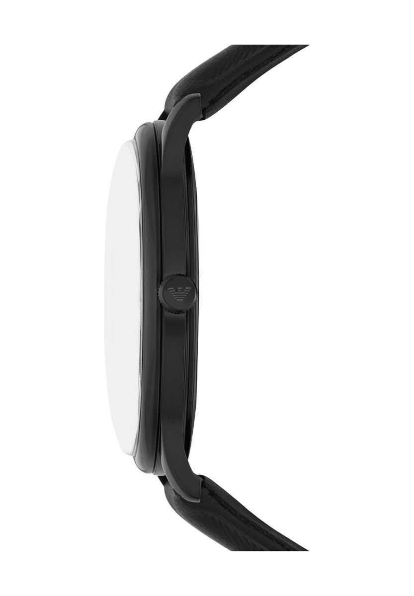 Minimalistische Schwarze Armbanduhr mit Lederband