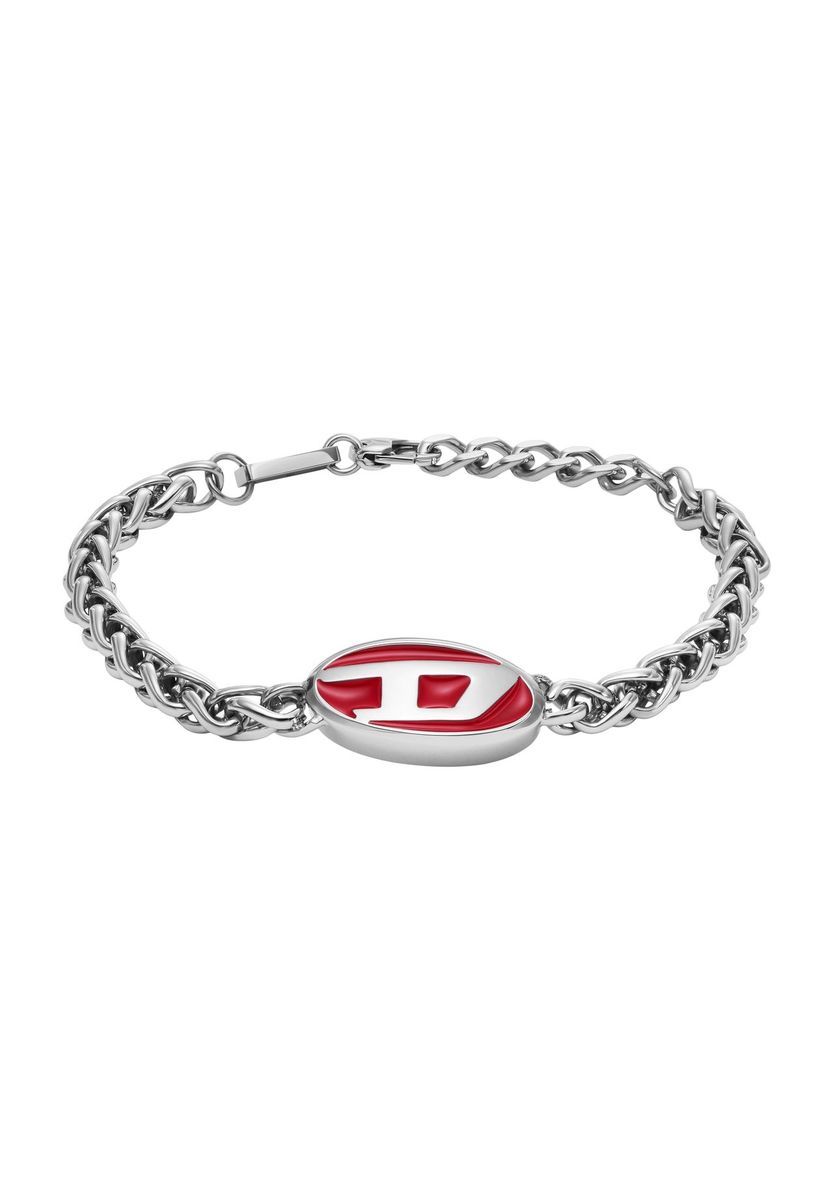 Silbernes Kettenarmband mit rotem Akzent