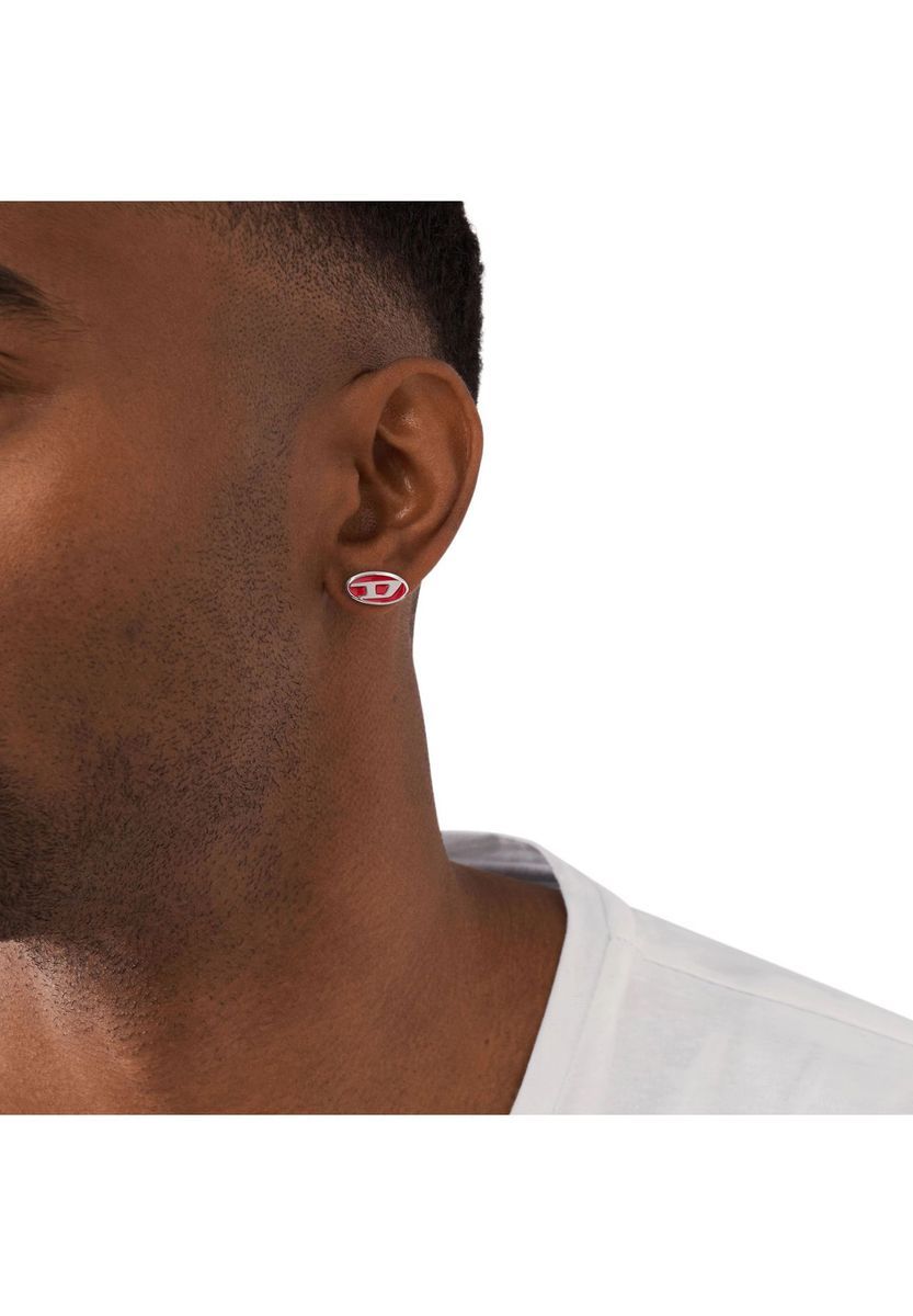 Oval Ohrstecker mit roter Emaille