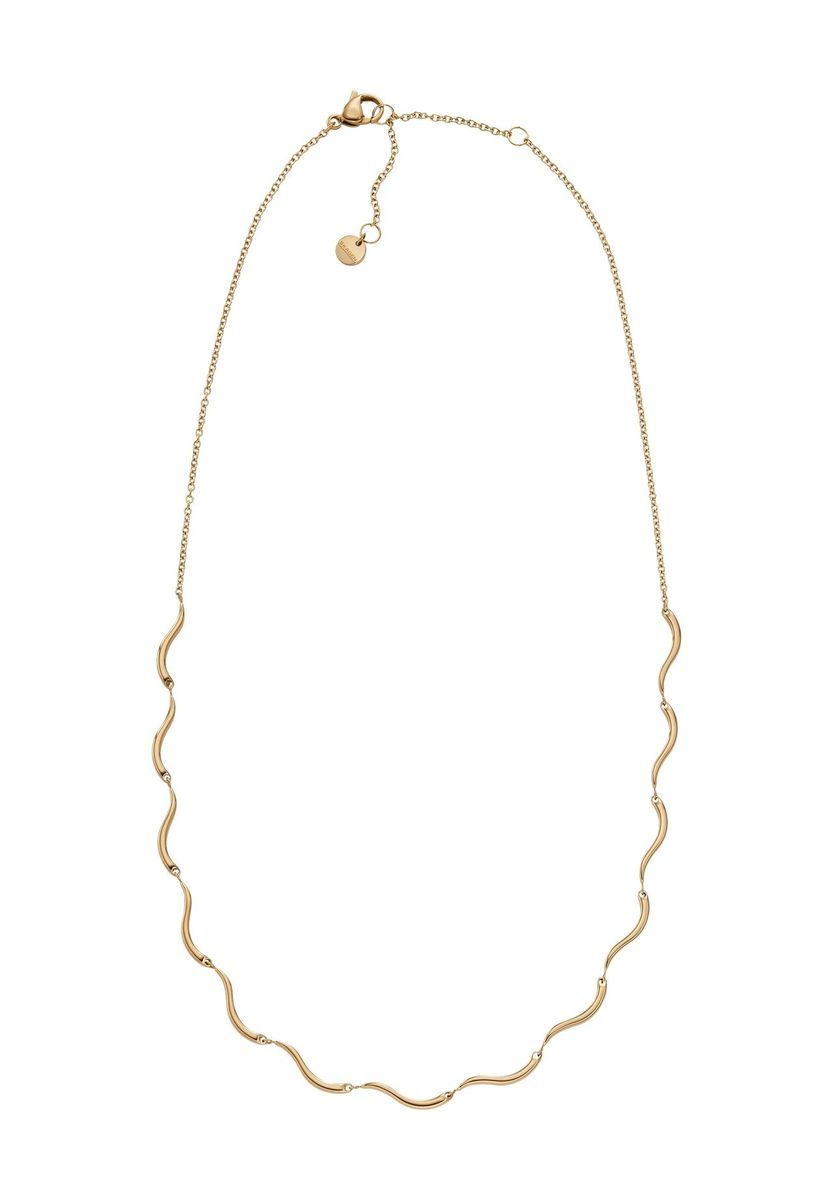 Goldfarbene Edelstahl-Halskette mit Wellen