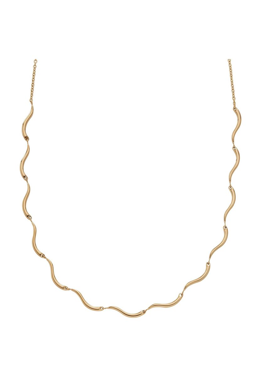 Goldfarbene Edelstahl-Halskette mit Wellen