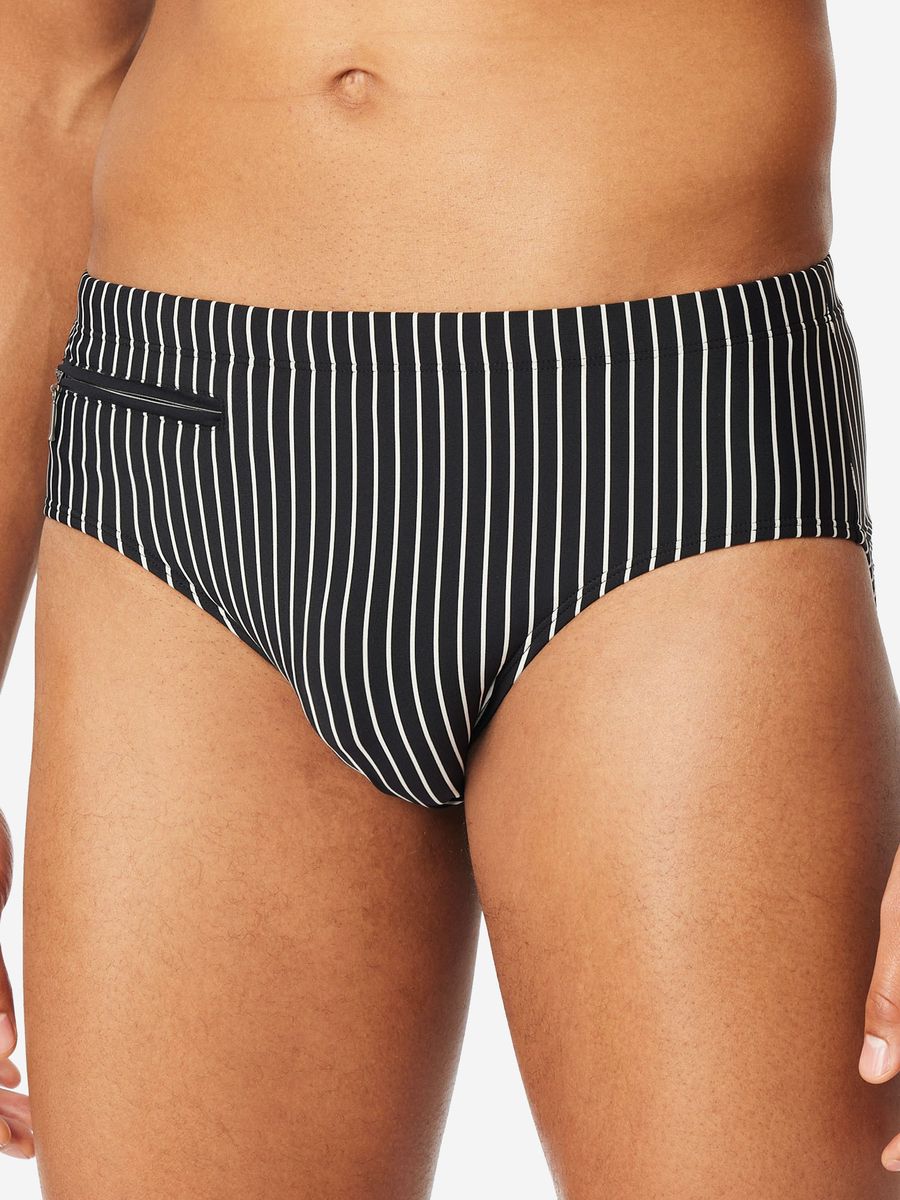 Badeslip mit Nadelstreifen und Tasche