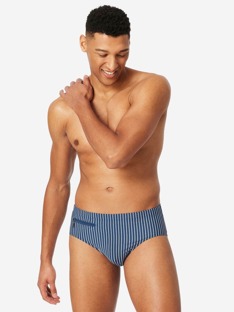 Gestreifte Badehose mit kleiner Tasche
