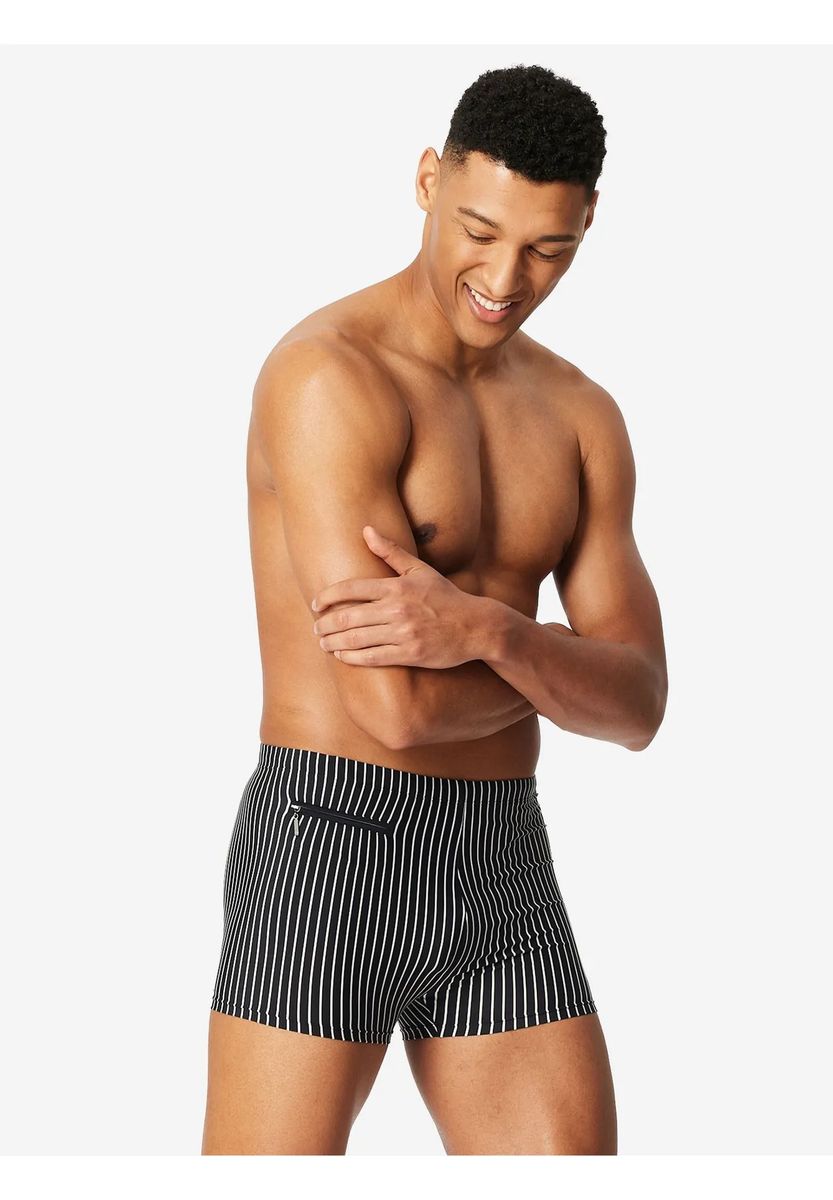 Gestreifte Badeshorts mit Reißverschlusstasche