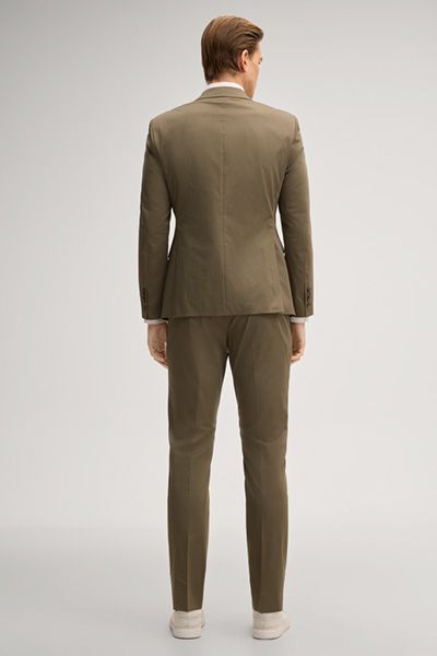 Herby-Blayr Anzug Khaki Baumwollmischung Stretch Slim Fit Zweiteiler