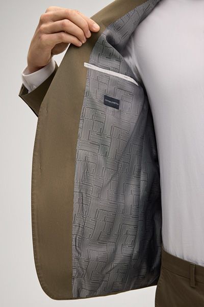 Herby-Blayr Anzug Khaki Baumwollmischung Stretch Slim Fit Zweiteiler