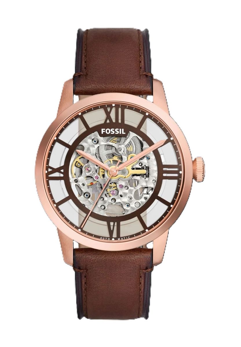 Automatische Skelett Zifferblatt braune Lederuhr