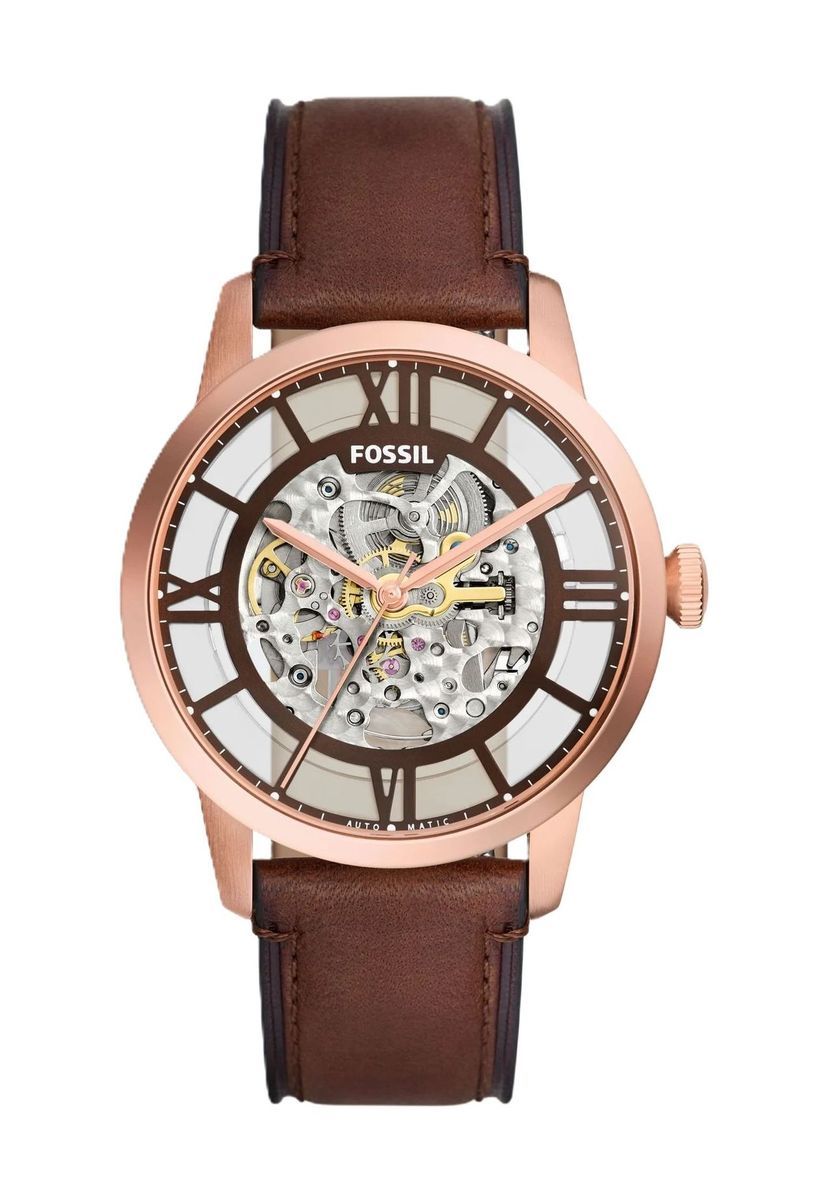 Automatische Skelett Zifferblatt braune Lederuhr