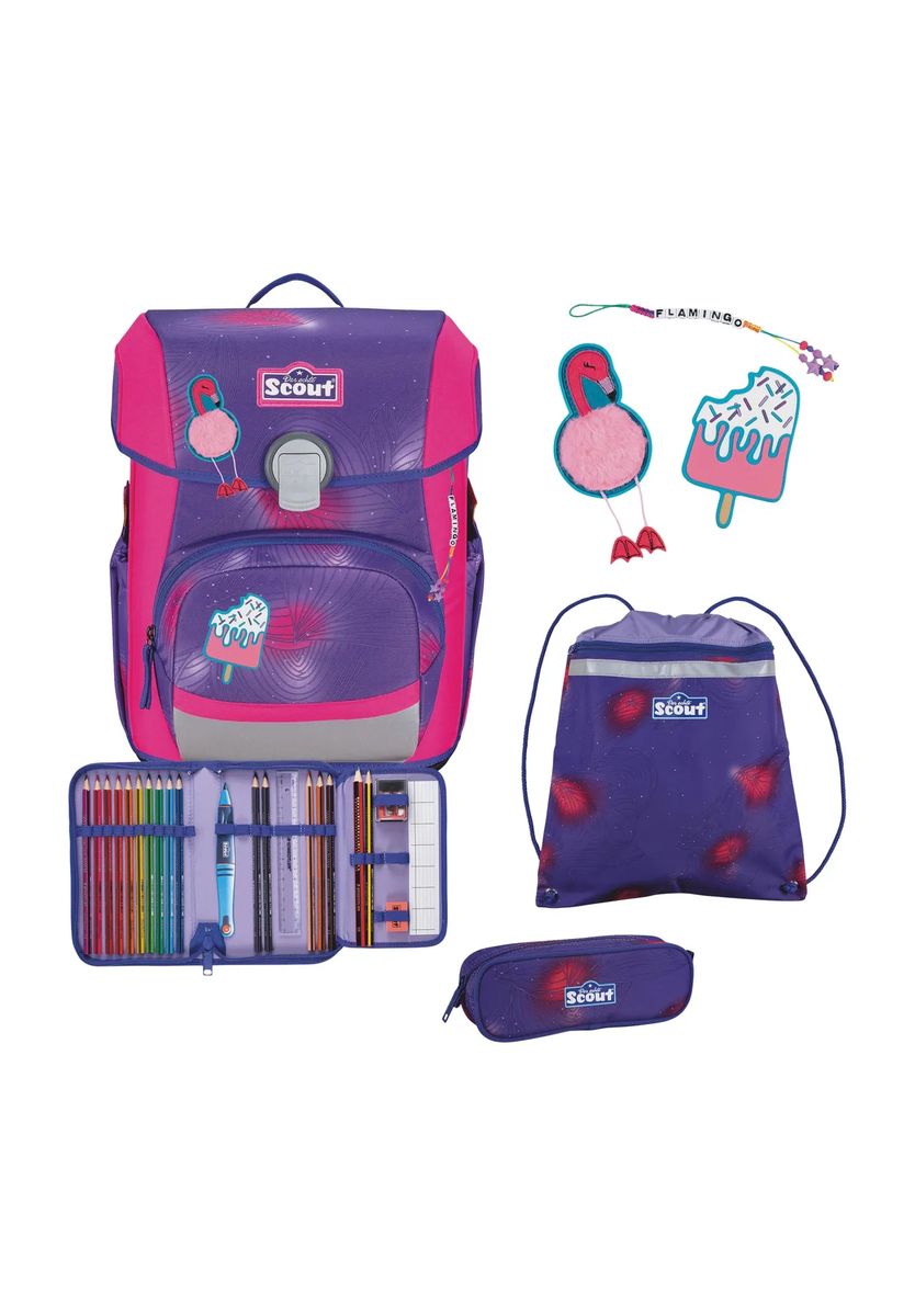 Schulranzen-Set mit Flamingo-Motiv