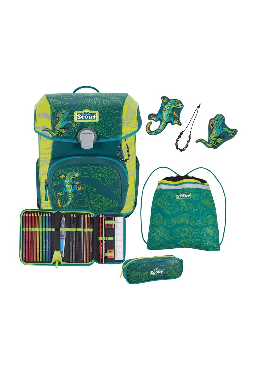 Ergonomisches Schulranzen-Set mit Gecko-Motiv