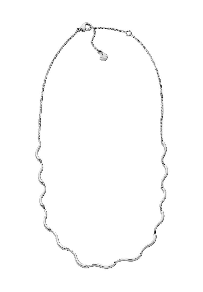 Silberne Edelstahl-Halskette mit Wellen